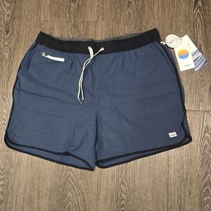 Vuori Banks Shorts Men's 5" Inseam Azure Linen Texture/Blue XXL